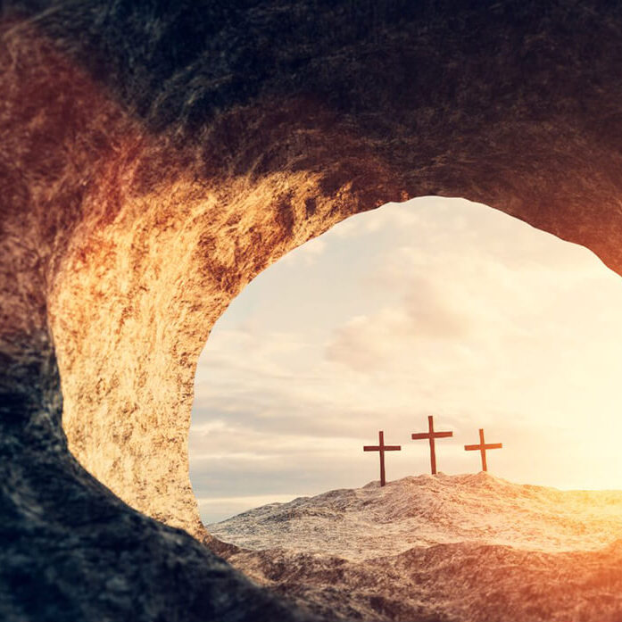 cave with three crosses